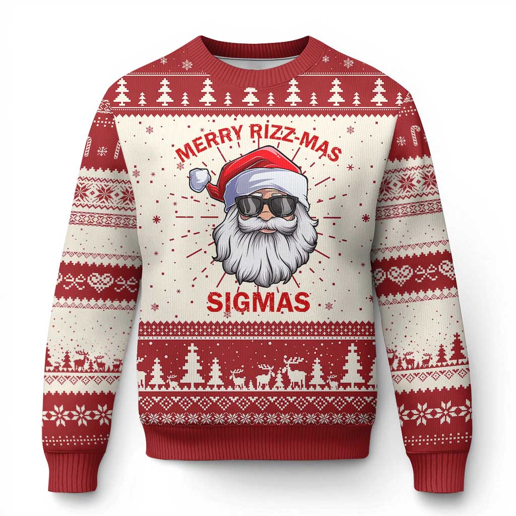 Funny Xmas Santa Ugly Christmas Sweater Merry Rizz Mas Sigmas Gen Alpha Middle School Christmas - Wonder Print Shop