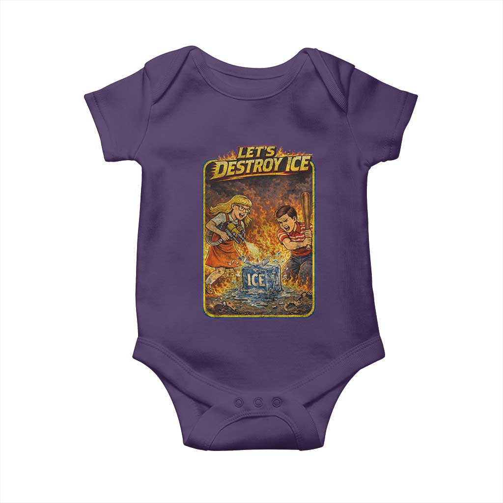 Subtle Abolish Ice Baby Onesie Retro Protest Satirical Graphic Let's Destroy Ice