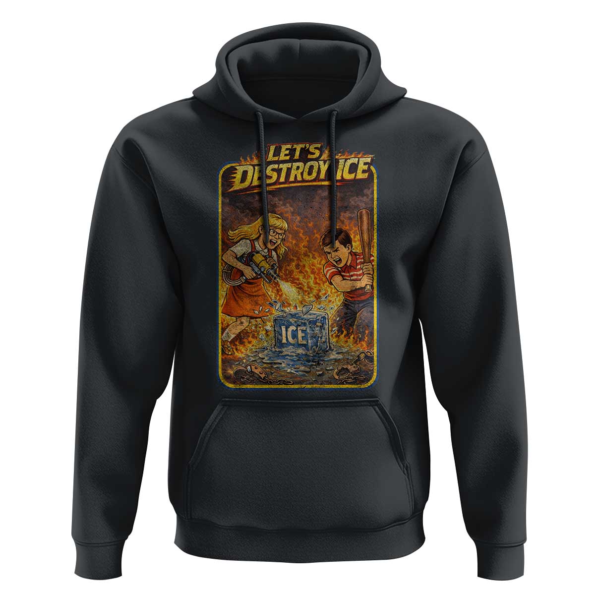 Subtle Abolish Ice Hoodie Retro Protest Satirical Graphic Let's Destroy Ice