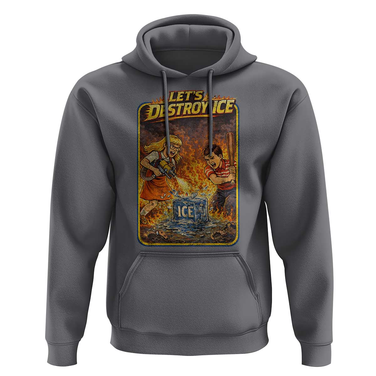 Subtle Abolish Ice Hoodie Retro Protest Satirical Graphic Let's Destroy Ice