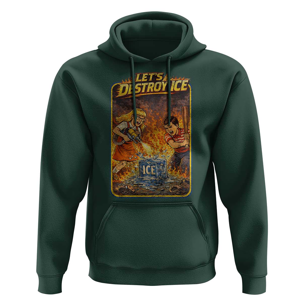 Subtle Abolish Ice Hoodie Retro Protest Satirical Graphic Let's Destroy Ice
