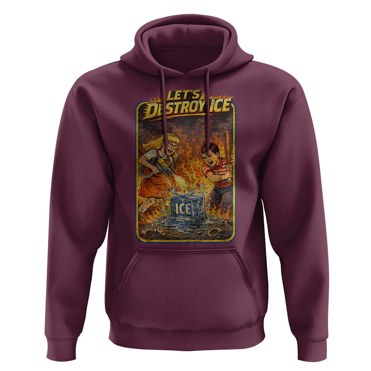 Subtle Abolish Ice Hoodie Retro Protest Satirical Graphic Let's Destroy Ice