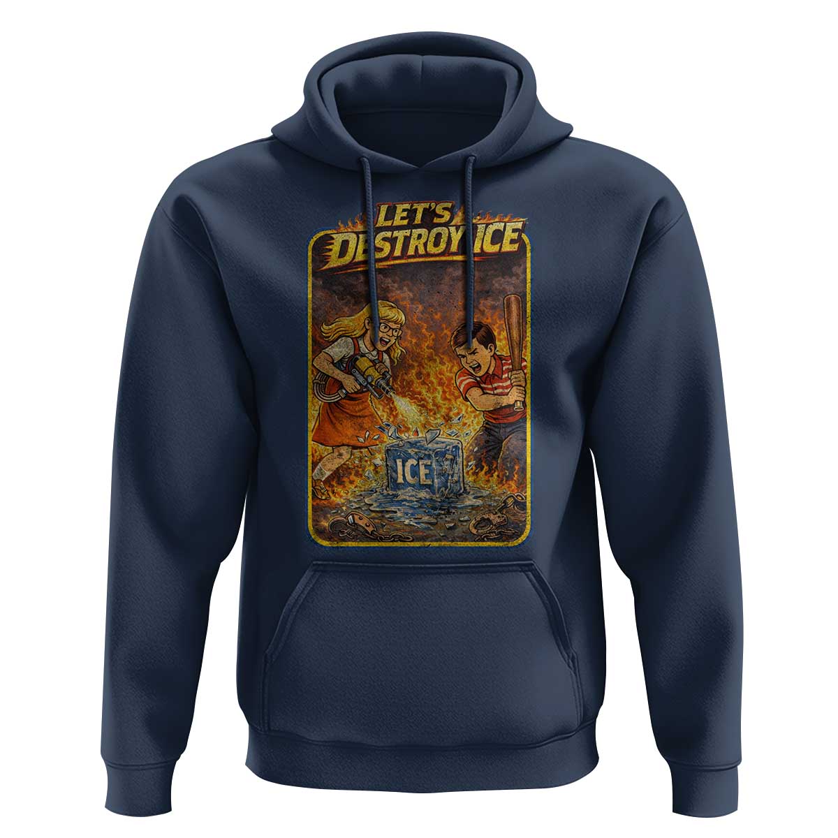Subtle Abolish Ice Hoodie Retro Protest Satirical Graphic Let's Destroy Ice