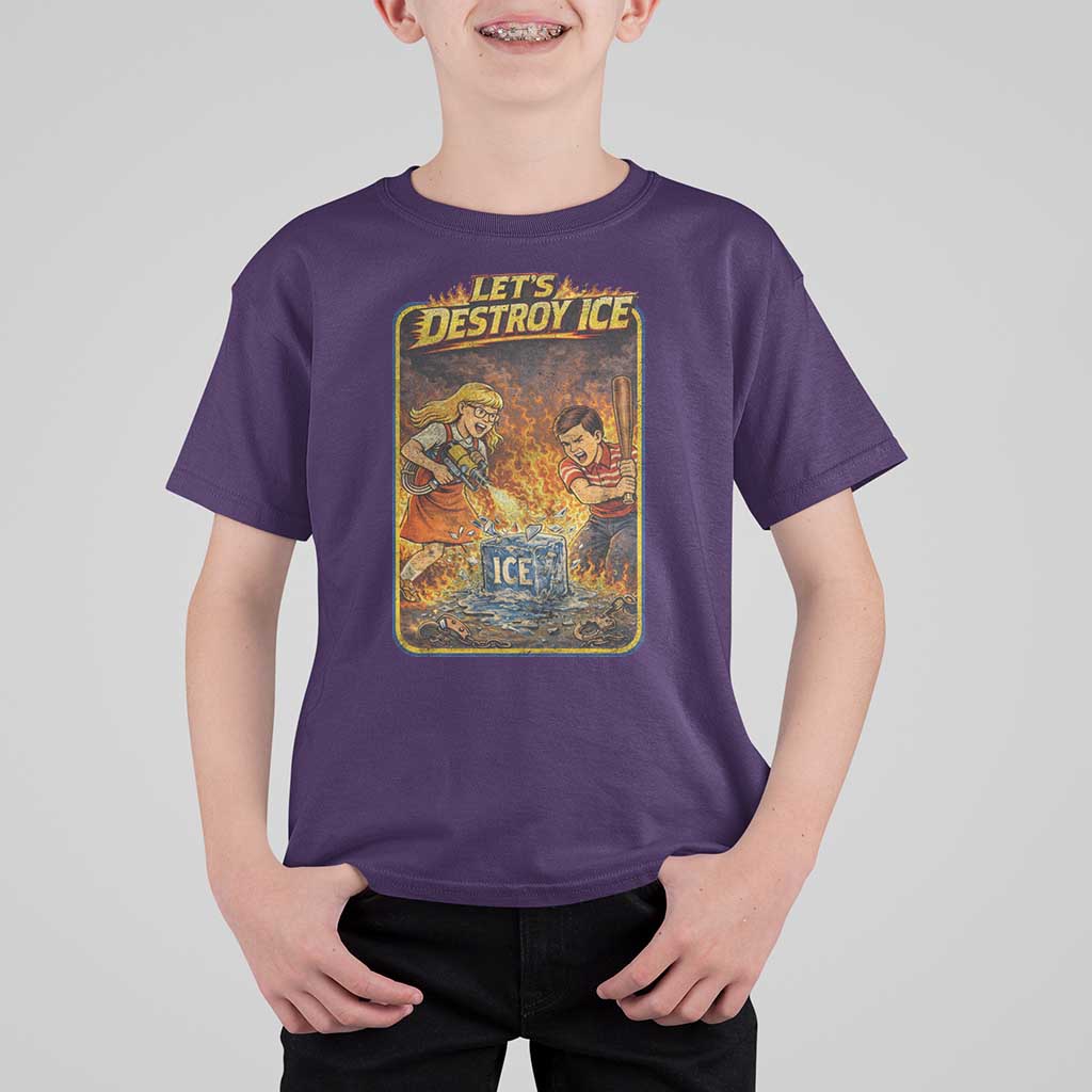 Subtle Abolish Ice T Shirt For Kid Retro Protest Satirical Graphic Let's Destroy Ice