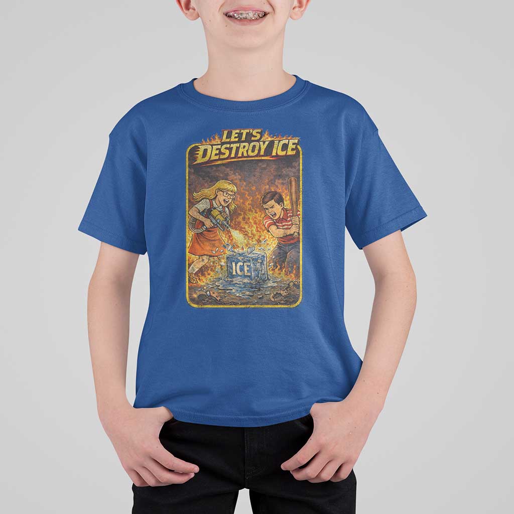 Subtle Abolish Ice T Shirt For Kid Retro Protest Satirical Graphic Let's Destroy Ice