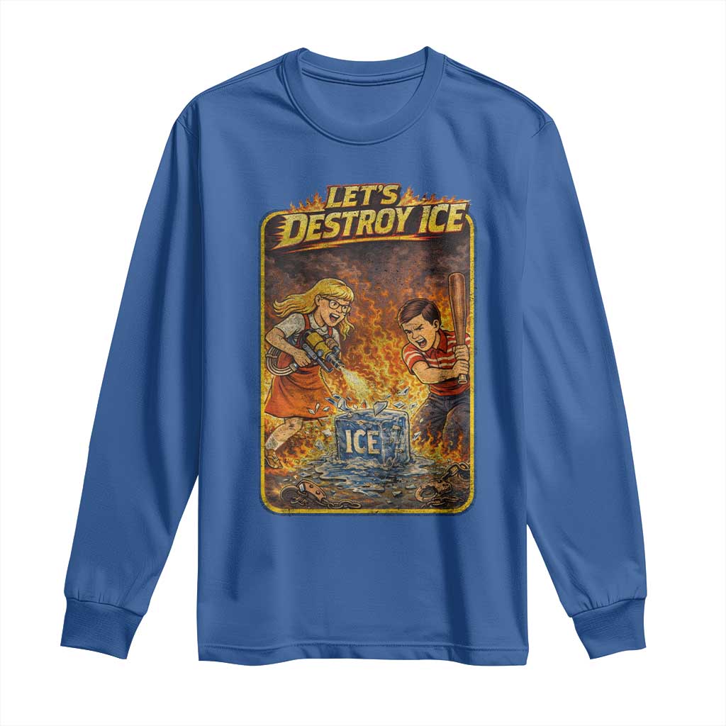 Subtle Abolish Ice Long Sleeve Shirt Retro Protest Satirical Graphic Let's Destroy Ice