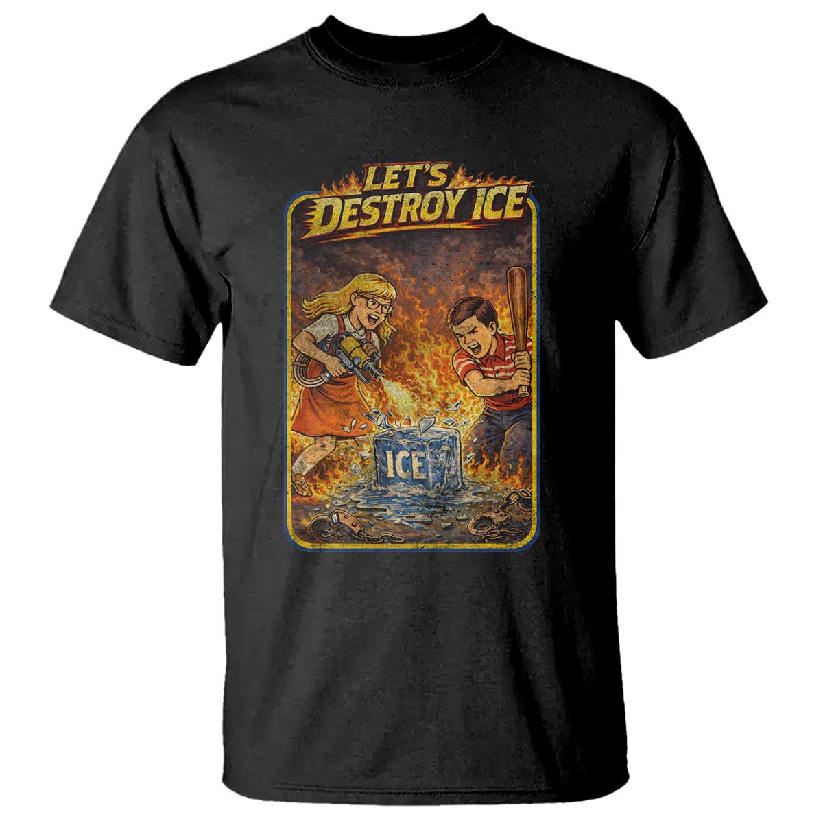 Subtle Abolish Ice T Shirt Retro Protest Satirical Graphic Let's Destroy Ice