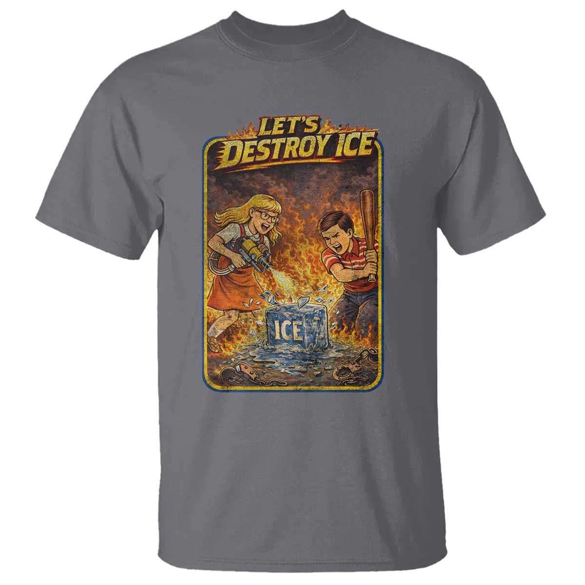 Subtle Abolish Ice T Shirt Retro Protest Satirical Graphic Let's Destroy Ice
