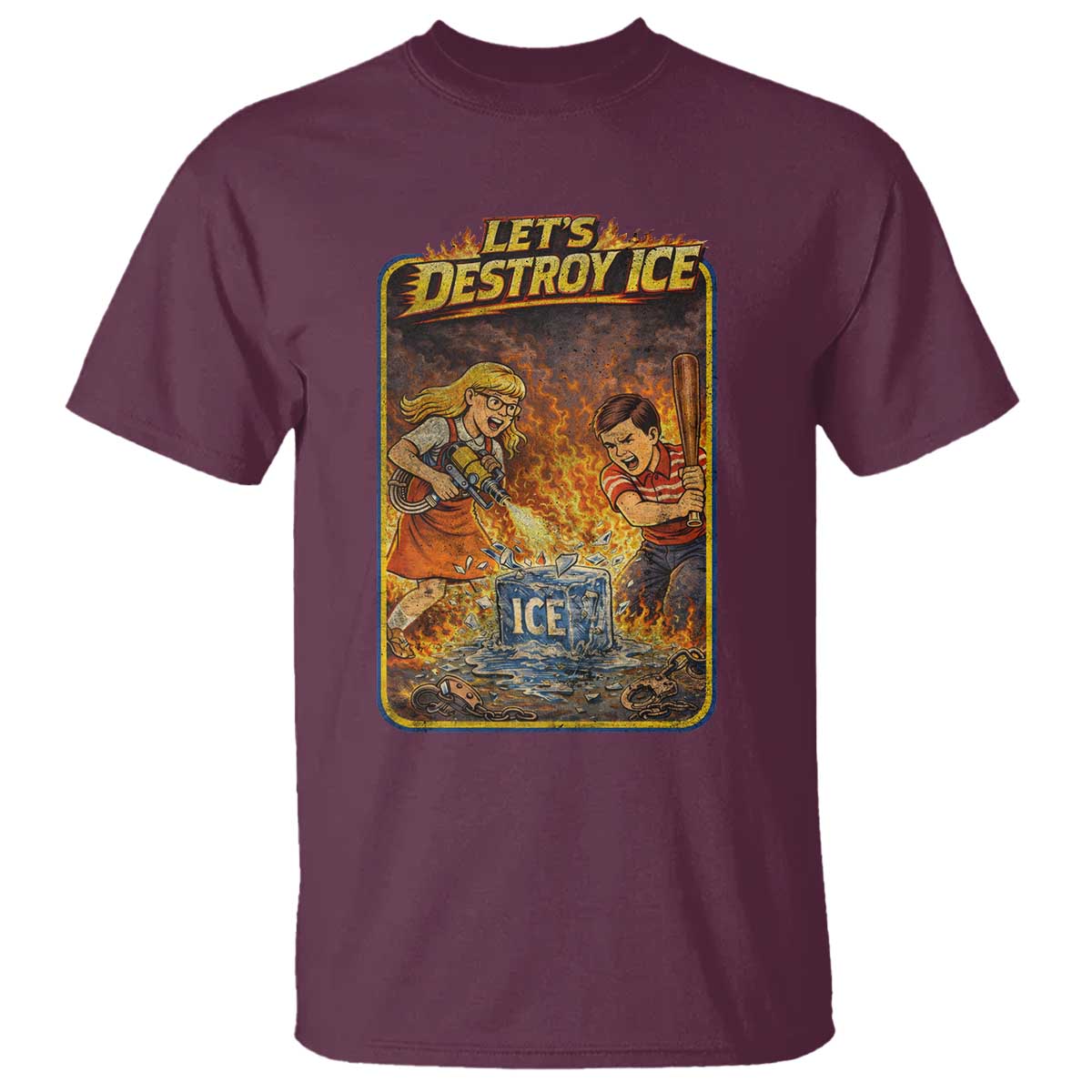 Subtle Abolish Ice T Shirt Retro Protest Satirical Graphic Let's Destroy Ice