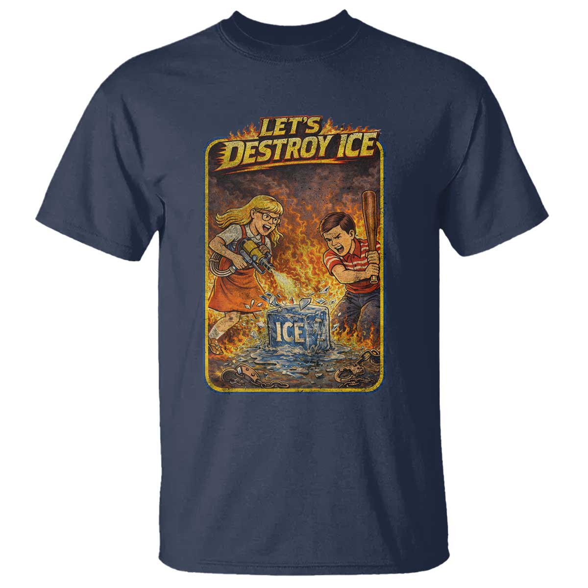 Subtle Abolish Ice T Shirt Retro Protest Satirical Graphic Let's Destroy Ice