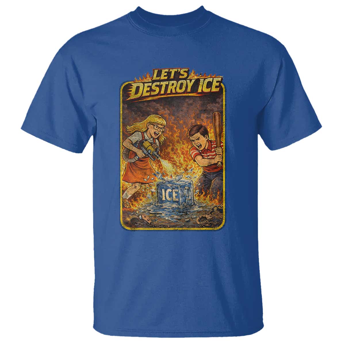 Subtle Abolish Ice T Shirt Retro Protest Satirical Graphic Let's Destroy Ice