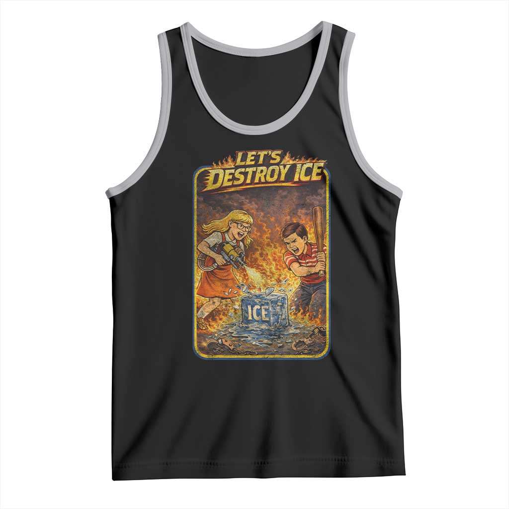 Subtle Abolish Ice Tank Top Retro Protest Satirical Graphic Let's Destroy Ice