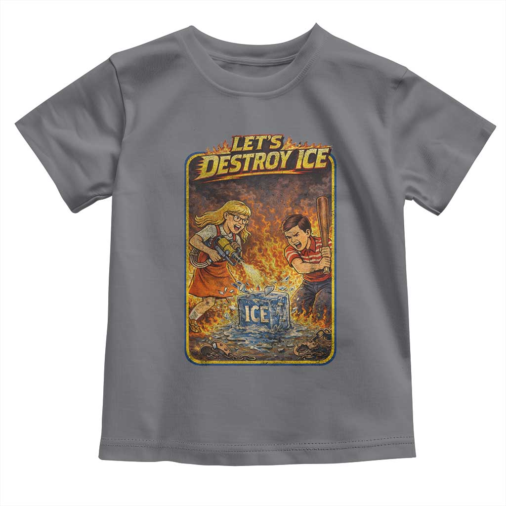 Subtle Abolish Ice Toddler T Shirt Retro Protest Satirical Graphic Let's Destroy Ice