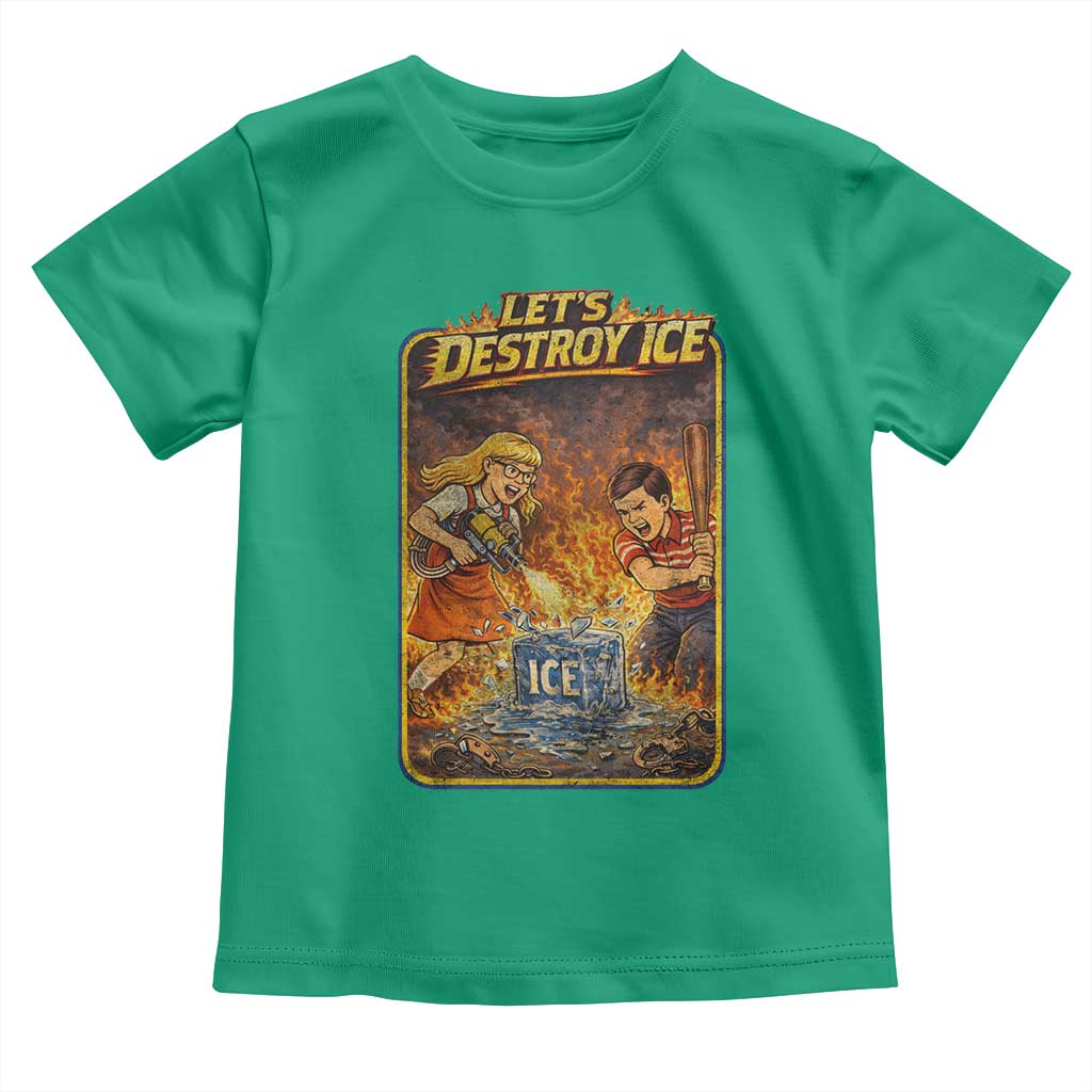 Subtle Abolish Ice Toddler T Shirt Retro Protest Satirical Graphic Let's Destroy Ice