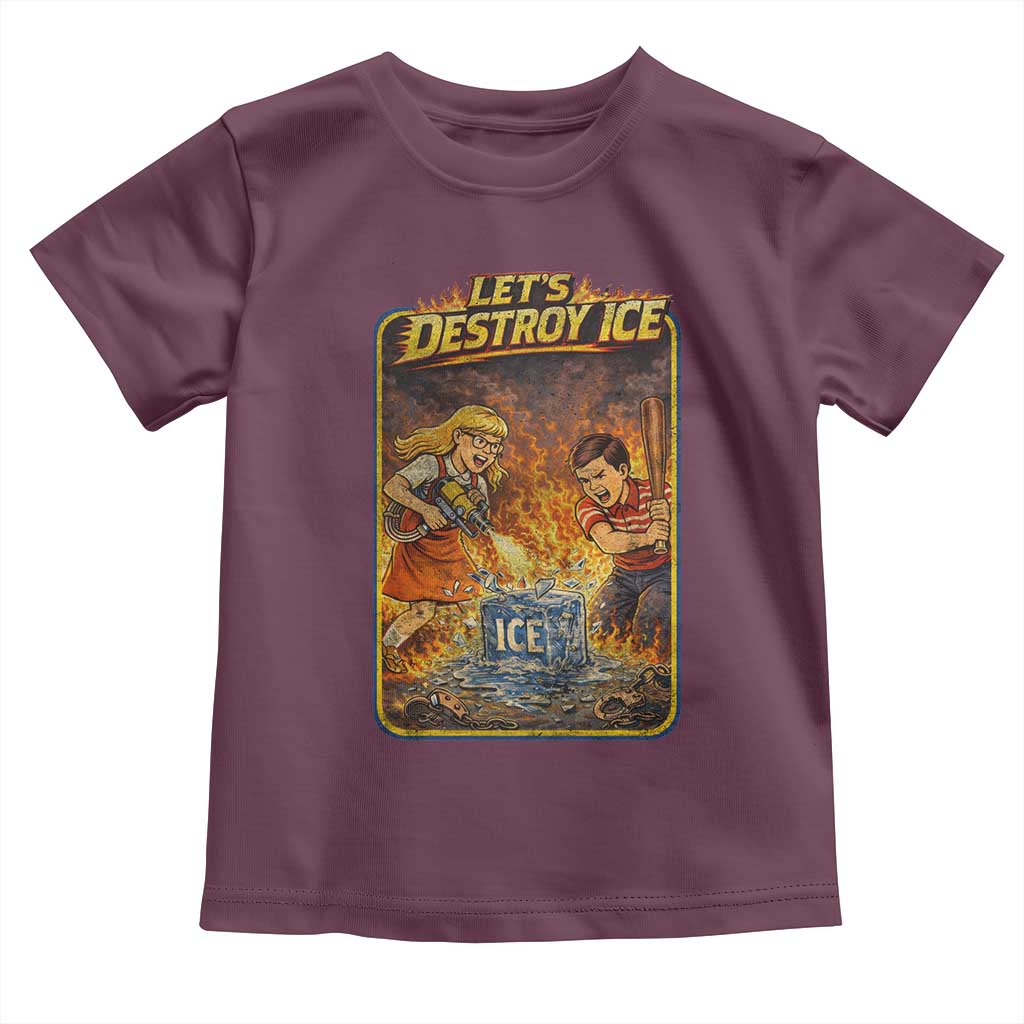 Subtle Abolish Ice Toddler T Shirt Retro Protest Satirical Graphic Let's Destroy Ice