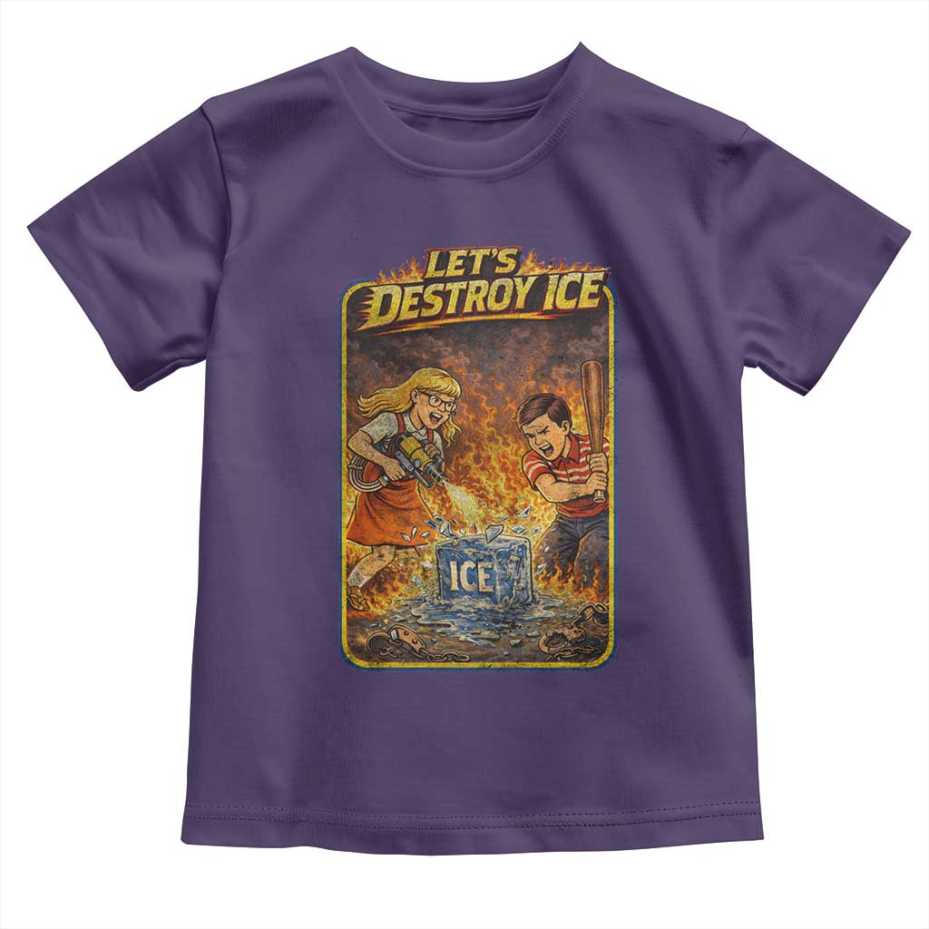Subtle Abolish Ice Toddler T Shirt Retro Protest Satirical Graphic Let's Destroy Ice