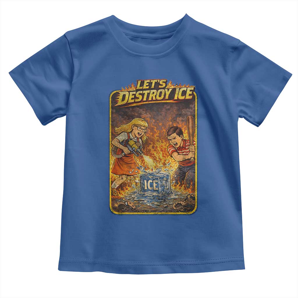 Subtle Abolish Ice Toddler T Shirt Retro Protest Satirical Graphic Let's Destroy Ice