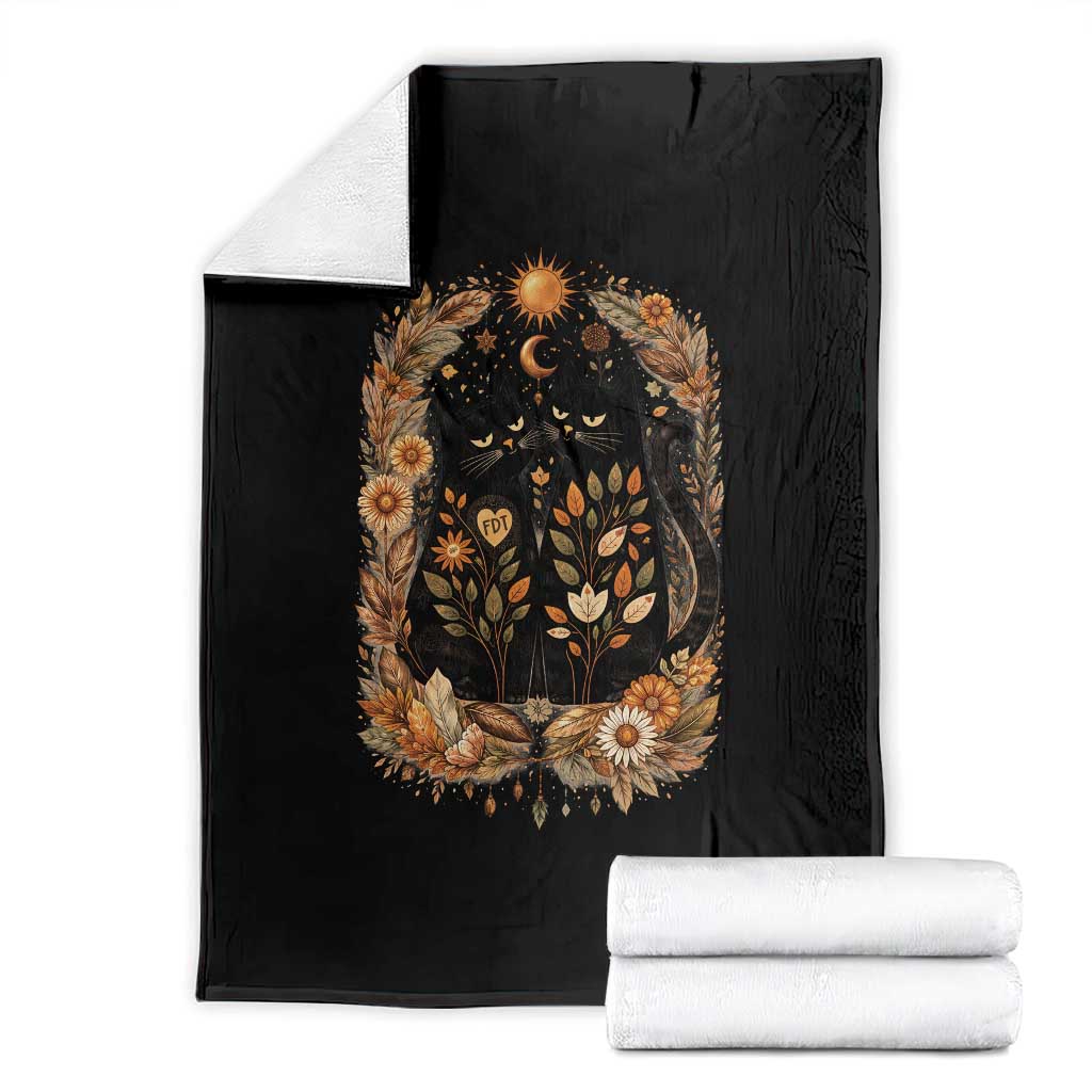 Subtle FDT Throw Blanket Vintage Flower Black Cat Social Activist