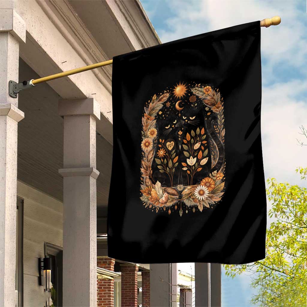 Subtle FDT Garden Flag Vintage Flower Black Cat Social Activist