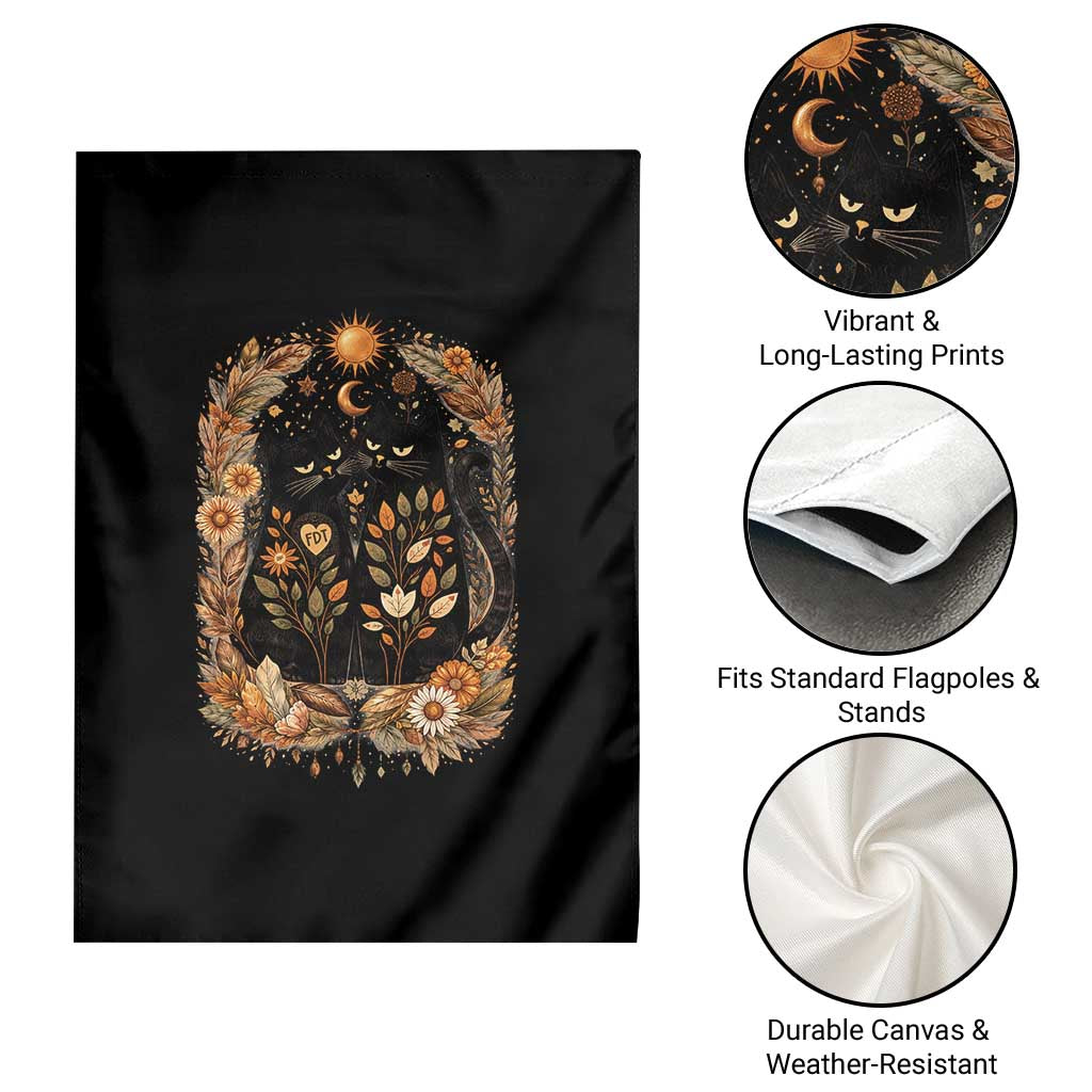Subtle FDT Garden Flag Vintage Flower Black Cat Social Activist