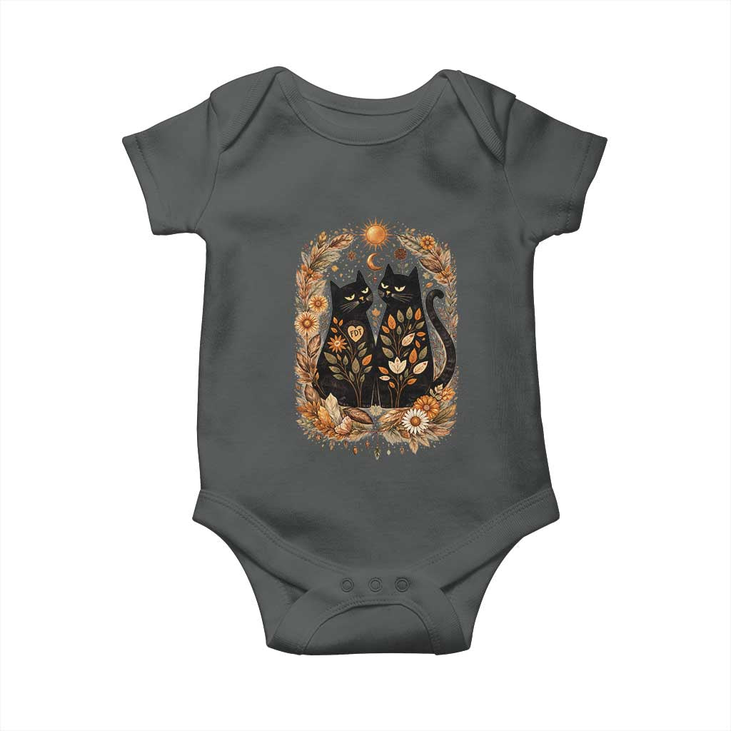 Subtle FDT Baby Onesie Vintage Flower Black Cat Social Activist