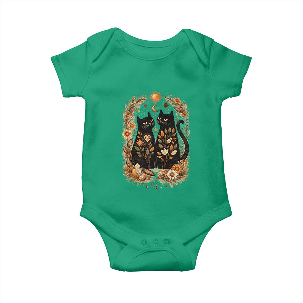 Subtle FDT Baby Onesie Vintage Flower Black Cat Social Activist