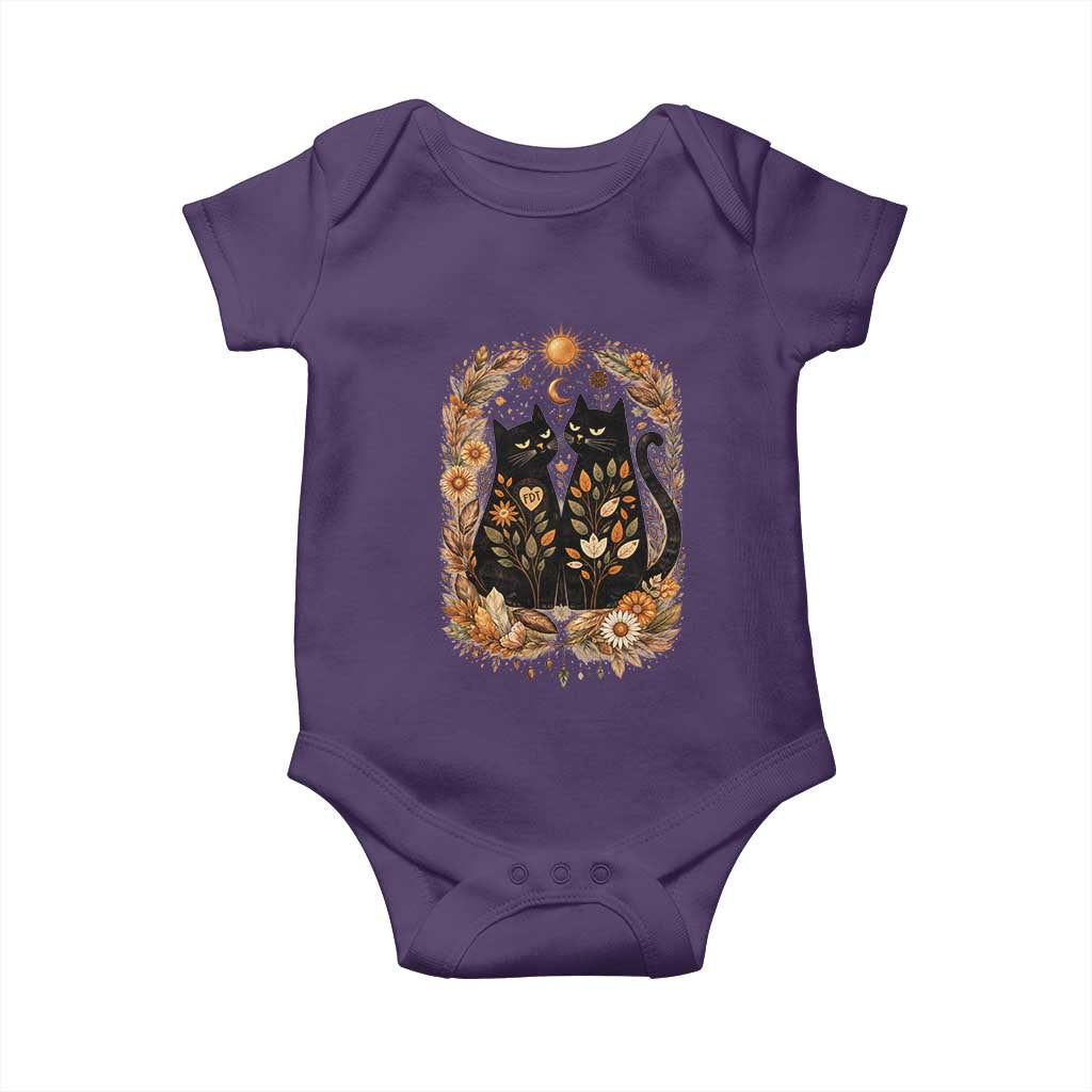 Subtle FDT Baby Onesie Vintage Flower Black Cat Social Activist