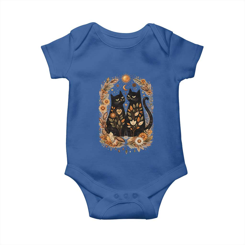 Subtle FDT Baby Onesie Vintage Flower Black Cat Social Activist