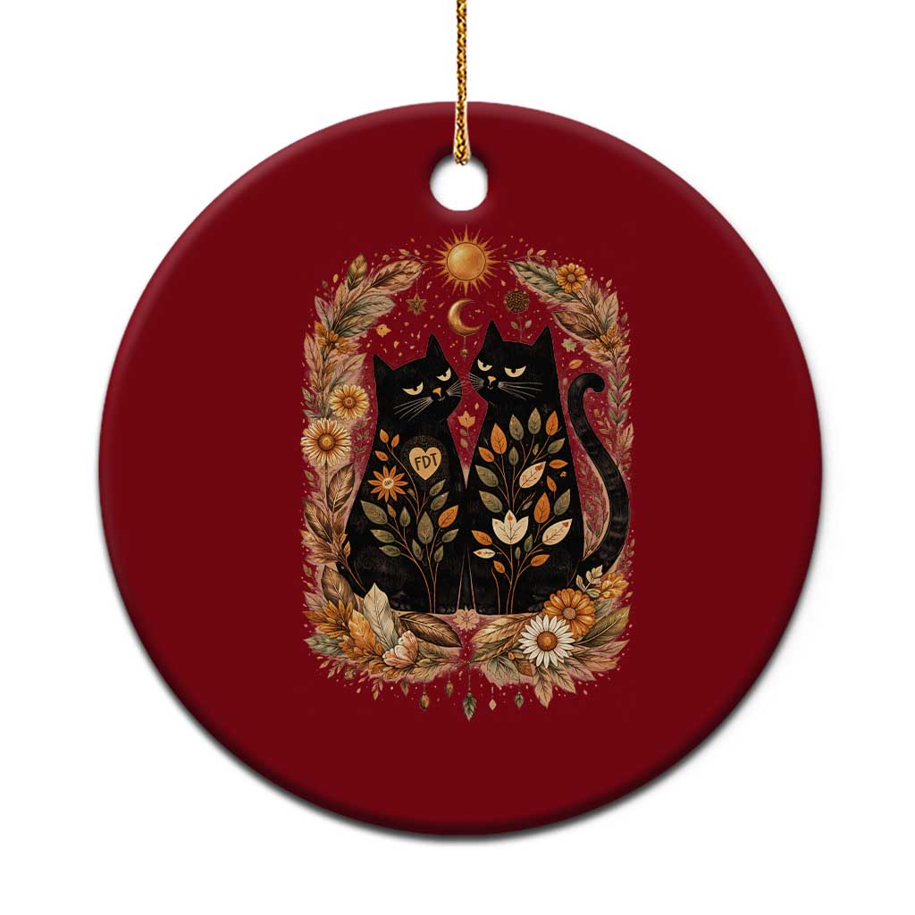 Subtle FDT Ceramic Ornament Vintage Flower Black Cat Social Activist