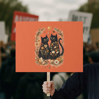 Subtle FDT Protest Sign Vintage Flower Black Cat Social Activist
