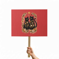 Subtle FDT Protest Sign Vintage Flower Black Cat Social Activist