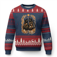 Subtle FDT Ugly Christmas Sweater Vintage Flower Black Cat Social Activist