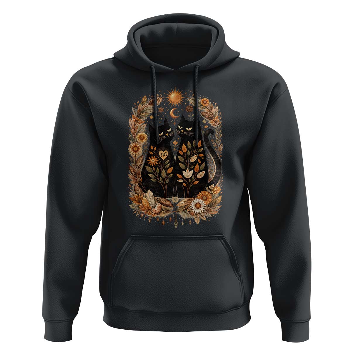 Subtle FDT Hoodie Vintage Flower Black Cat Social Activist