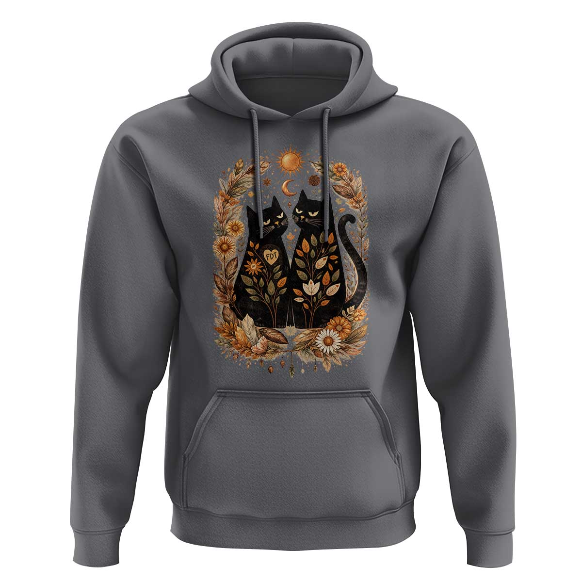 Subtle FDT Hoodie Vintage Flower Black Cat Social Activist