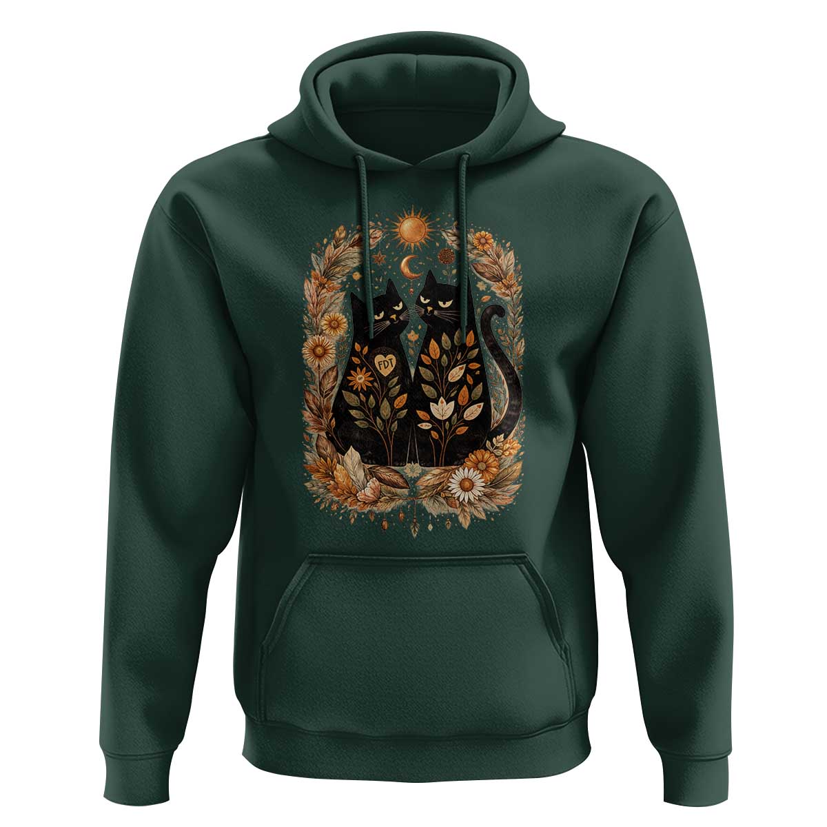 Subtle FDT Hoodie Vintage Flower Black Cat Social Activist