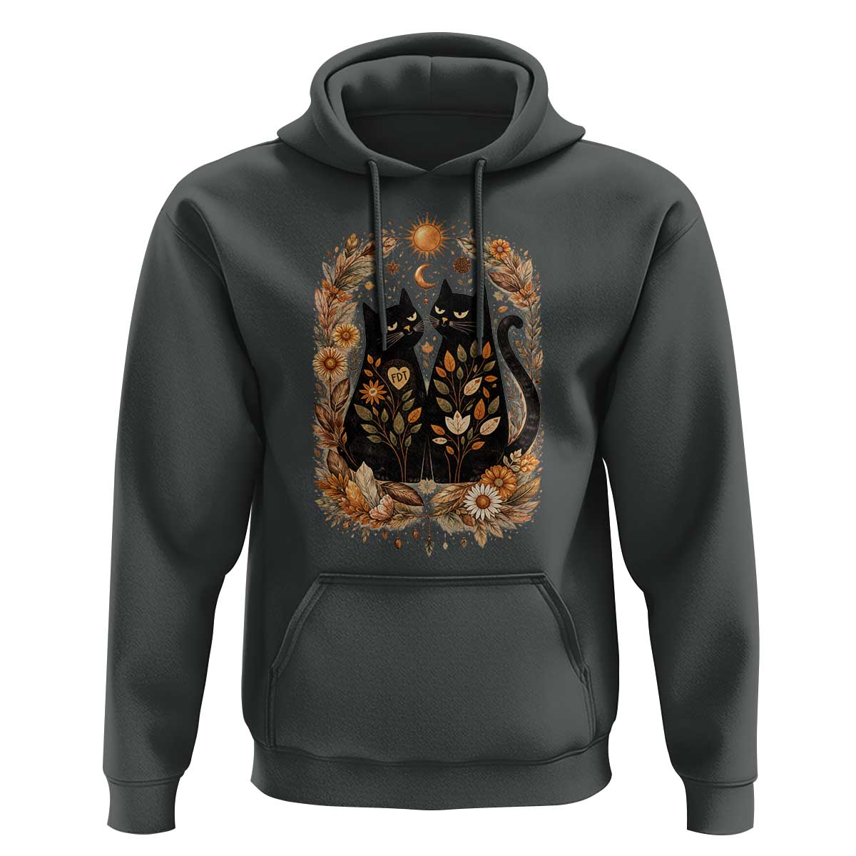 Subtle FDT Hoodie Vintage Flower Black Cat Social Activist
