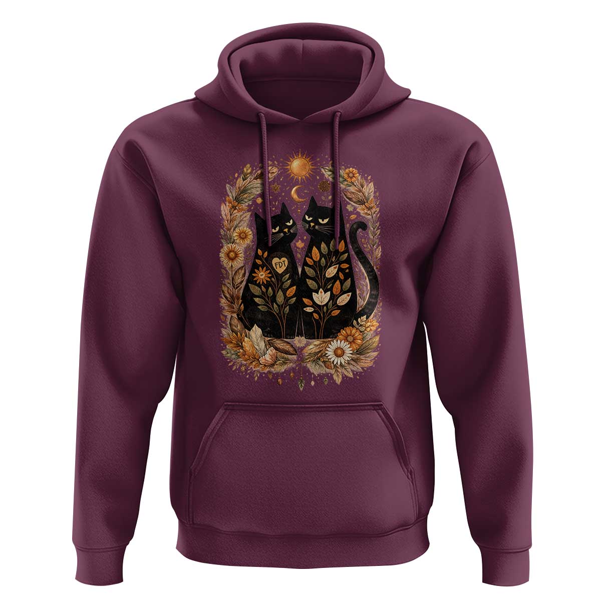 Subtle FDT Hoodie Vintage Flower Black Cat Social Activist