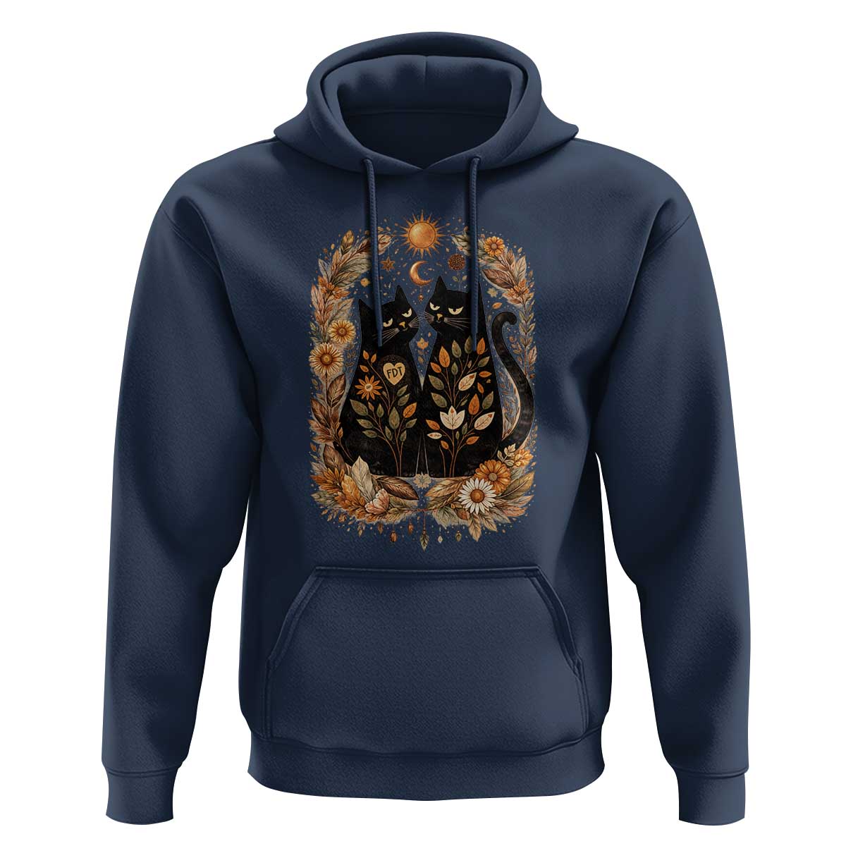Subtle FDT Hoodie Vintage Flower Black Cat Social Activist