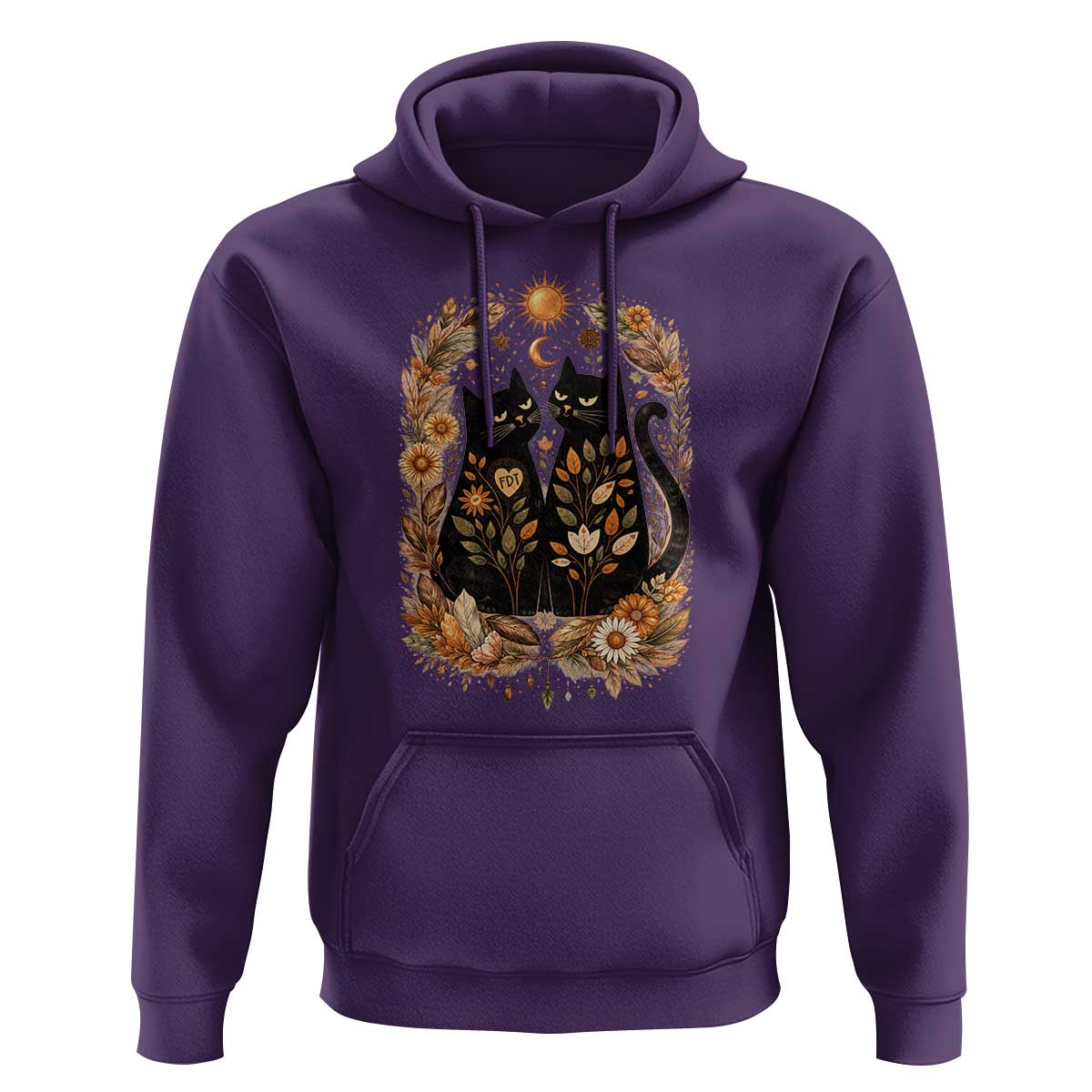 Subtle FDT Hoodie Vintage Flower Black Cat Social Activist