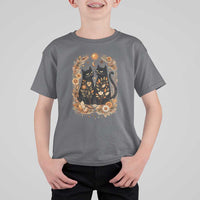 Subtle FDT T Shirt For Kid Vintage Flower Black Cat Social Activist