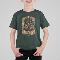 Subtle FDT T Shirt For Kid Vintage Flower Black Cat Social Activist