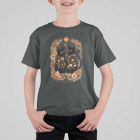 Subtle FDT T Shirt For Kid Vintage Flower Black Cat Social Activist
