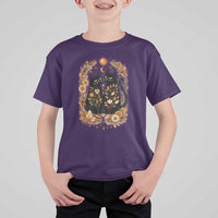 Subtle FDT T Shirt For Kid Vintage Flower Black Cat Social Activist