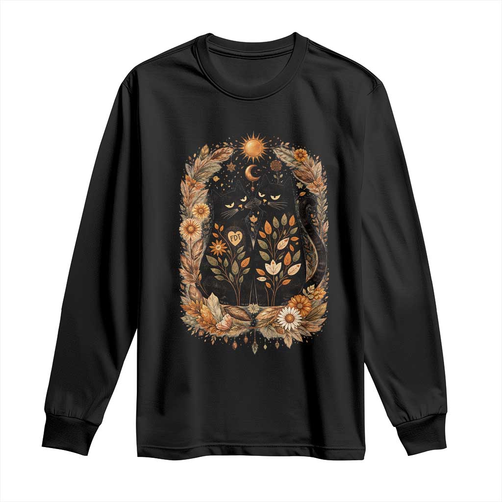 Subtle FDT Long Sleeve Shirt Vintage Flower Black Cat Social Activist