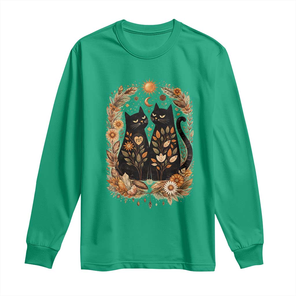 Subtle FDT Long Sleeve Shirt Vintage Flower Black Cat Social Activist