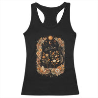 Subtle FDT Racerback Tank Top Vintage Flower Black Cat Social Activist