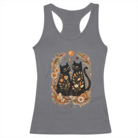 Subtle FDT Racerback Tank Top Vintage Flower Black Cat Social Activist