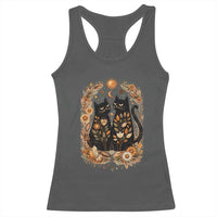 Subtle FDT Racerback Tank Top Vintage Flower Black Cat Social Activist