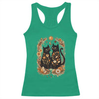 Subtle FDT Racerback Tank Top Vintage Flower Black Cat Social Activist