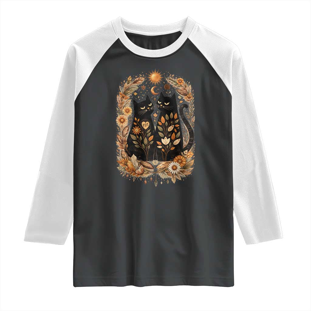 Subtle FDT Raglan Shirt Vintage Flower Black Cat Social Activist